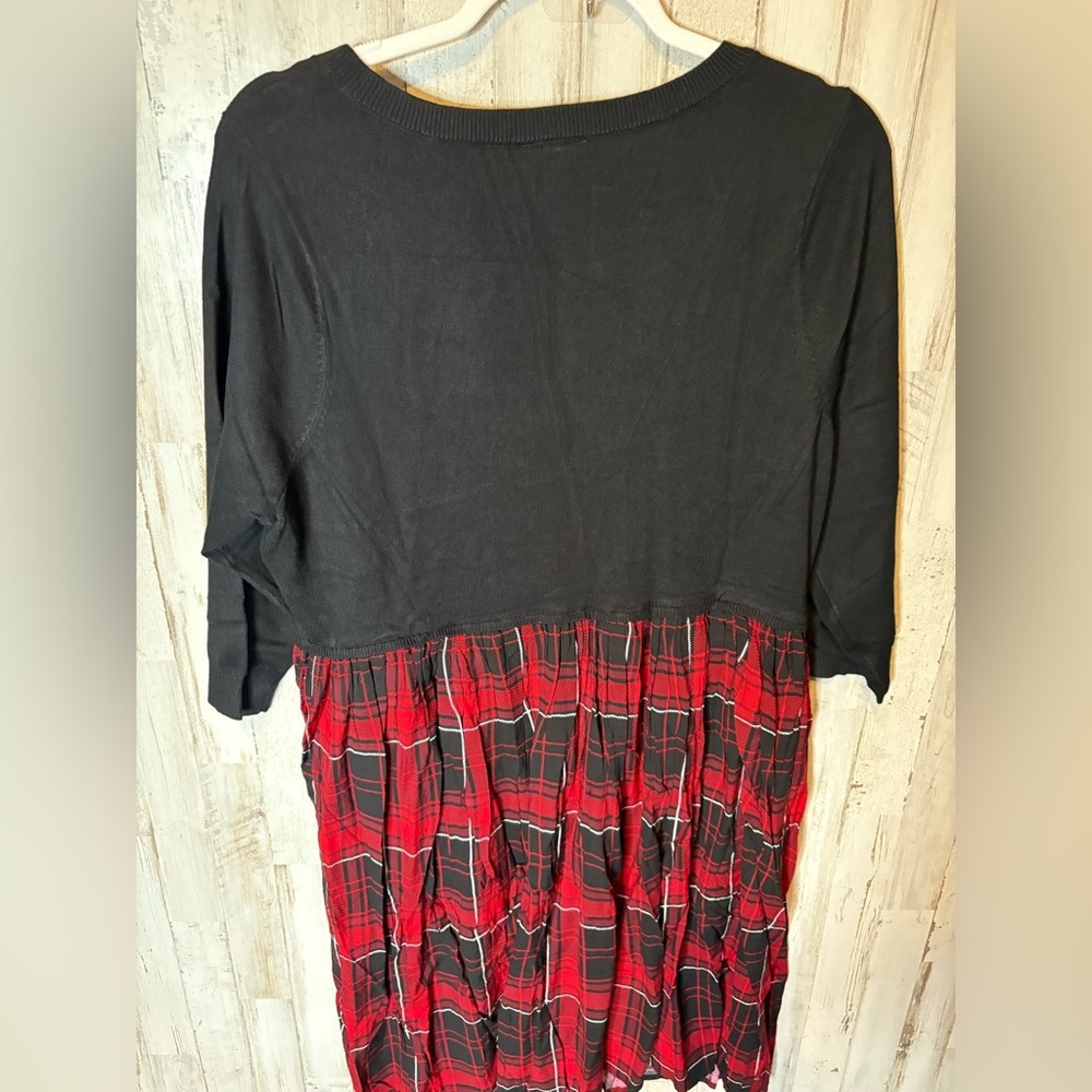 Torrid Mini Challis To Knit Dress Black Red Plaid Dark Academia Holiday - Picture 6 of 9